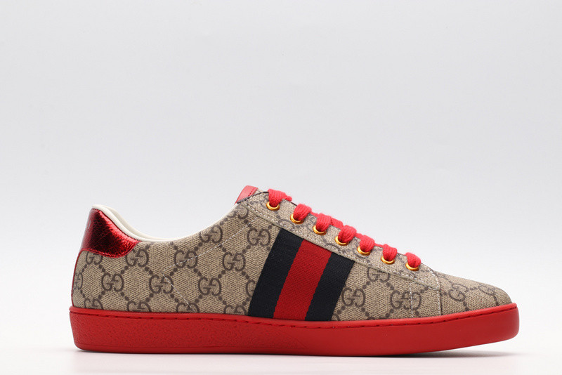 G*u*i ace embroidered low-top sneaker brown with stripe