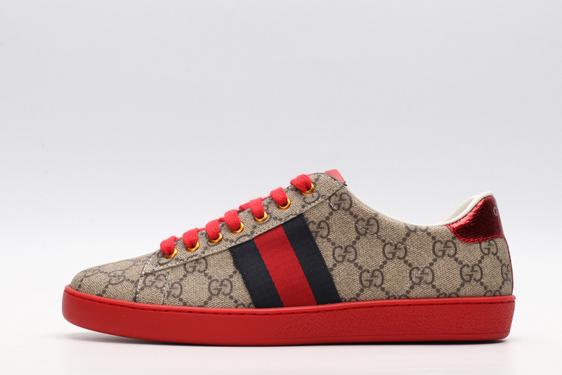 G*u*i ace embroidered low-top sneaker brown with stripe