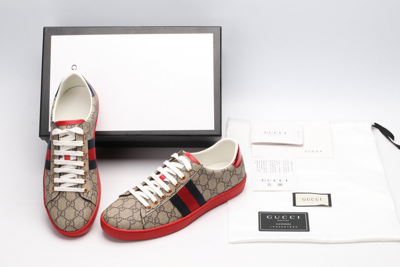 G*u*i ace embroidered low-top sneaker brown with stripe
