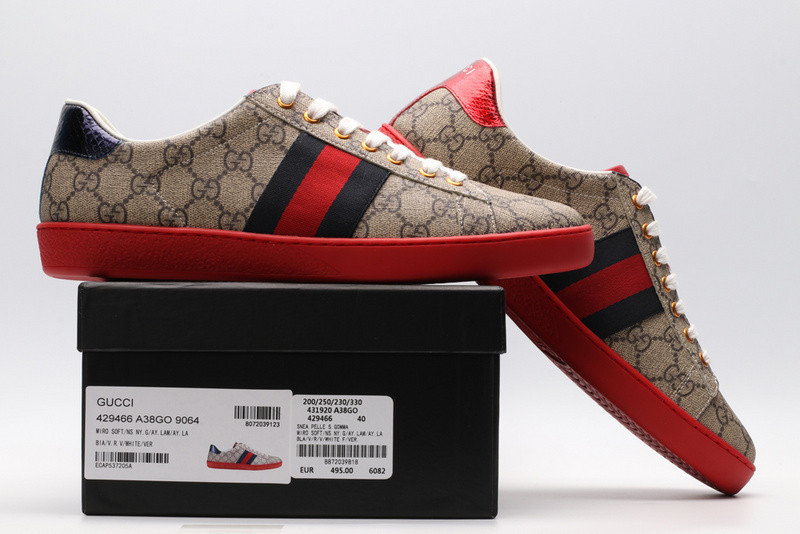 G*u*i ace embroidered low-top sneaker brown with stripe