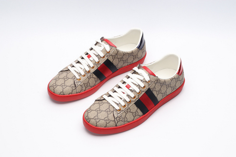 G*u*i ace embroidered low-top sneaker brown with stripe