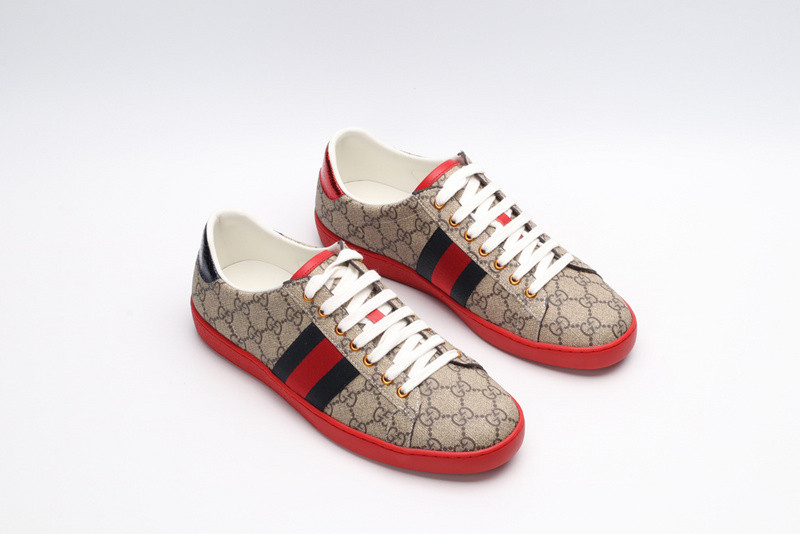 G*u*i ace embroidered low-top sneaker brown with stripe