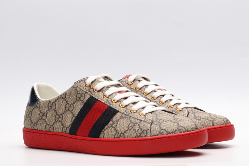 G*u*i ace embroidered low-top sneaker brown with stripe