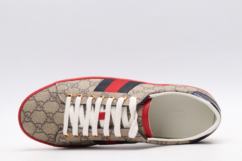 G*u*i ace embroidered low-top sneaker brown with stripe