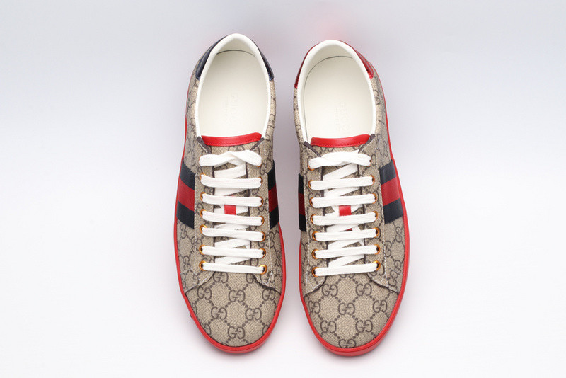 G*u*i ace embroidered low-top sneaker brown with stripe
