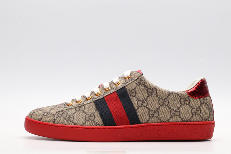 G*u*i ace embroidered low-top sneaker brown with stripe