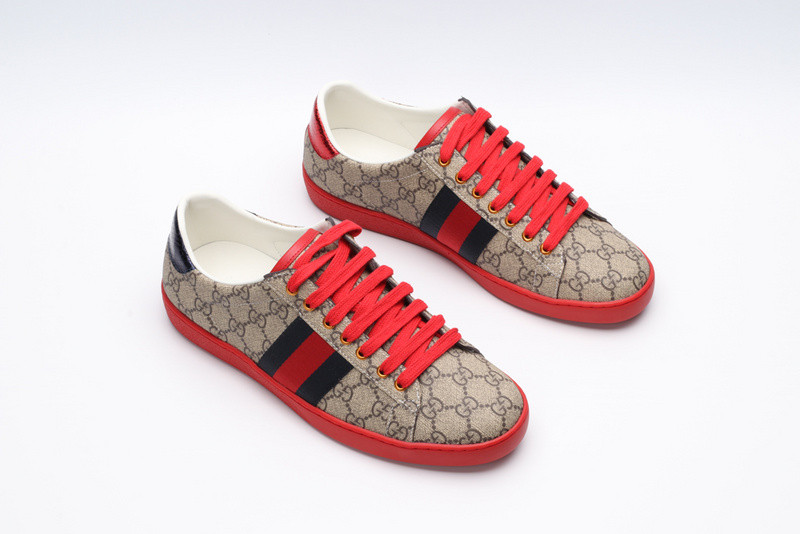G*u*i ace embroidered low-top sneaker brown with stripe