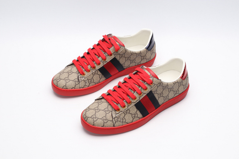 G*u*i ace embroidered low-top sneaker brown with stripe