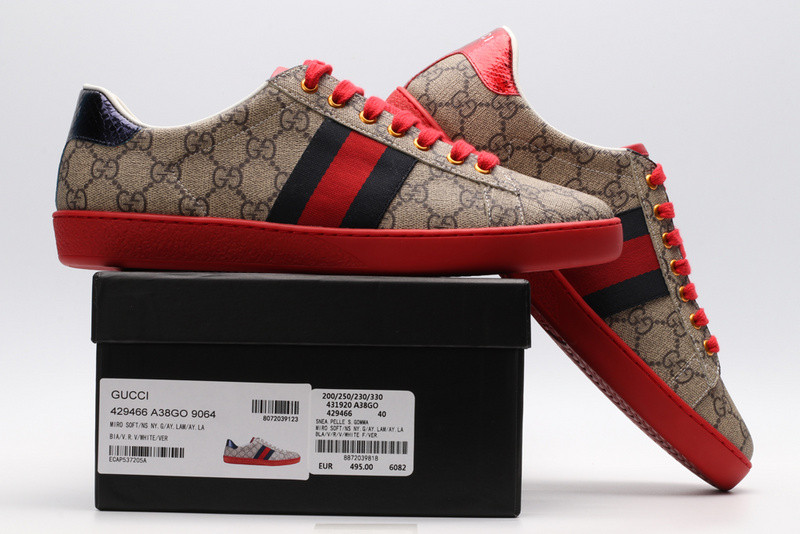 G*u*i ace embroidered low-top sneaker brown with stripe