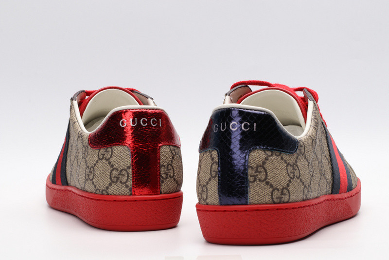 G*u*i ace embroidered low-top sneaker brown with stripe