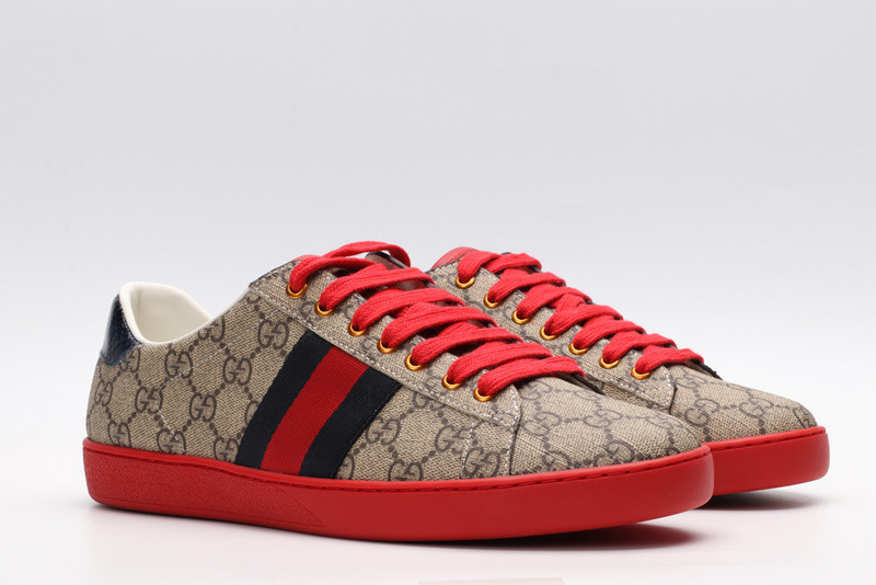 G*u*i ace embroidered low-top sneaker brown with stripe