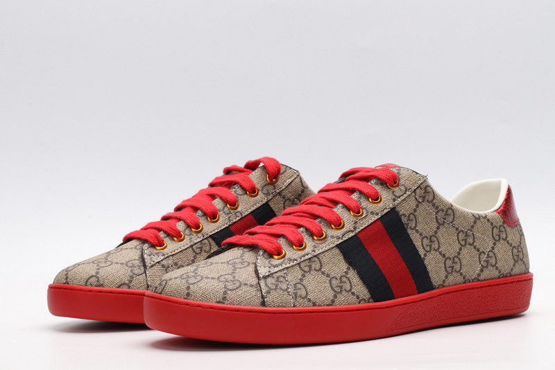 G*u*i ace embroidered low-top sneaker brown with stripe