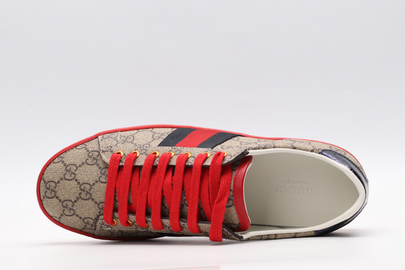 G*u*i ace embroidered low-top sneaker brown with stripe