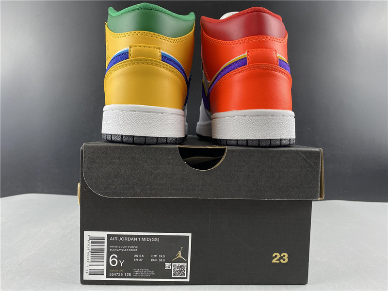 jordan 1 mid alternate multi-color (gs) - 554725-128