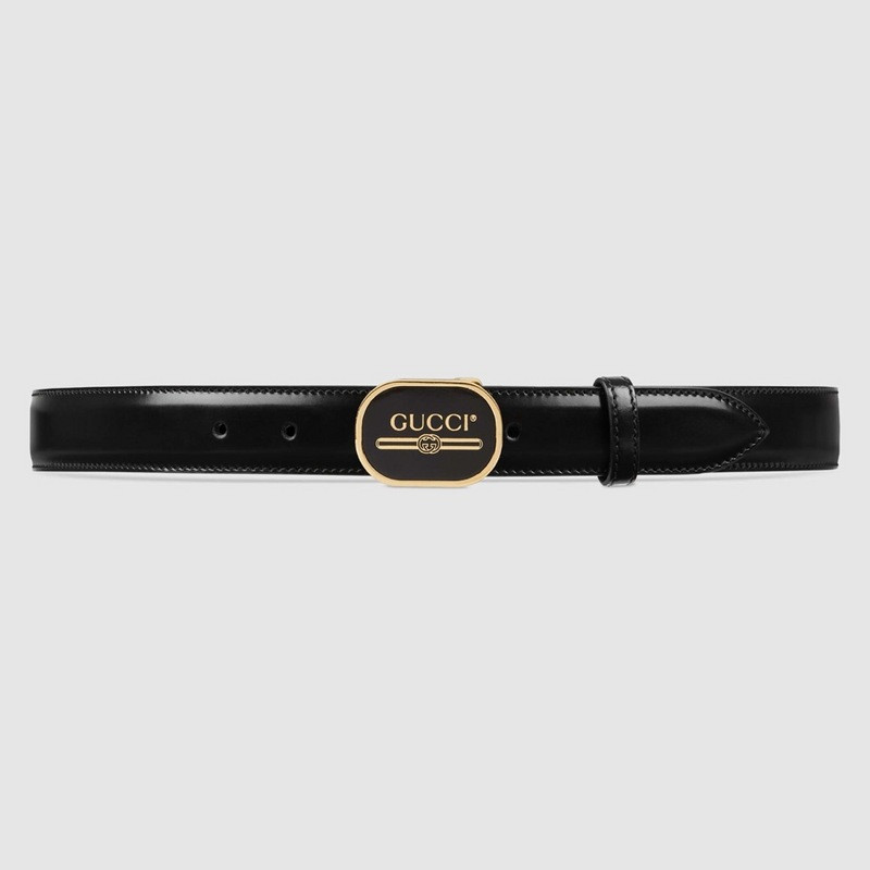 G*u*i leather belt with G*u*i print buckle 547754