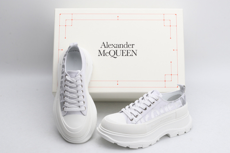 alex mcq tread slick lace up in white
