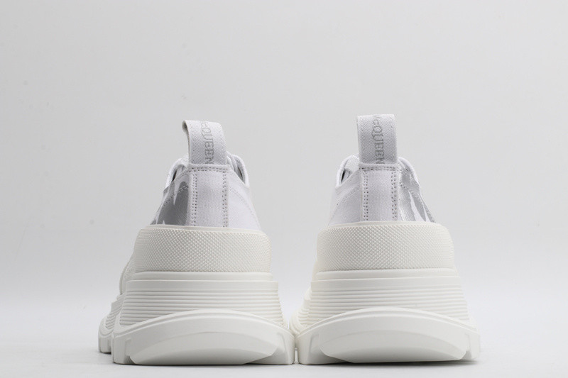 alex mcq tread slick lace up in white