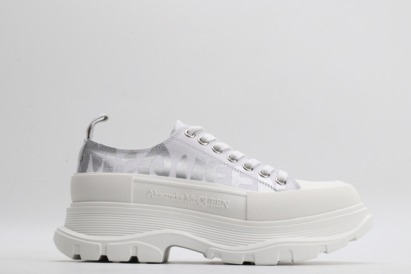 alex mcq tread slick lace up in white