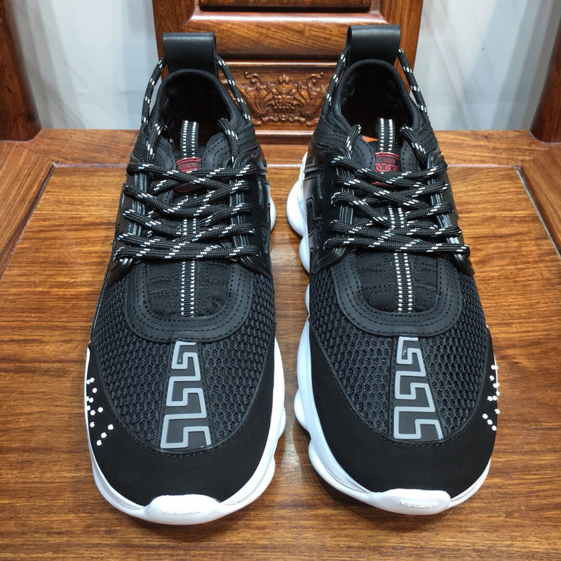 versace chain reaction triple black&white sneakers