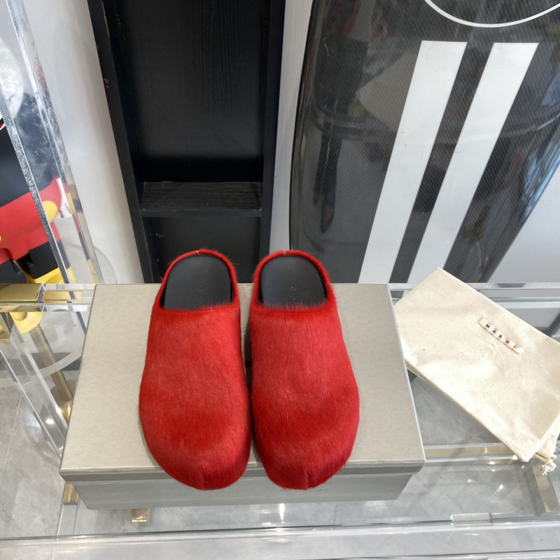 marni red fussbett sabot loafers