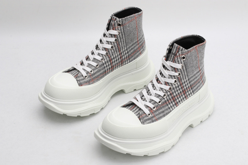 alex mcq tread slick boot in plaid