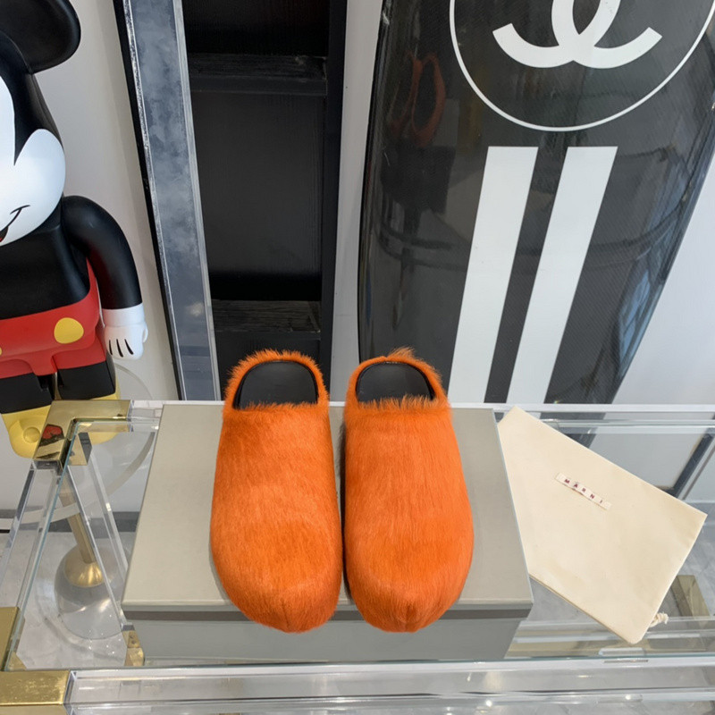 marni orange fussbett sabot loafers