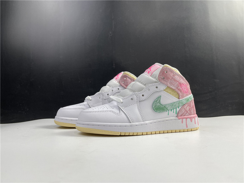 jordan 1 mid paint drip (gs) - dd1666-100