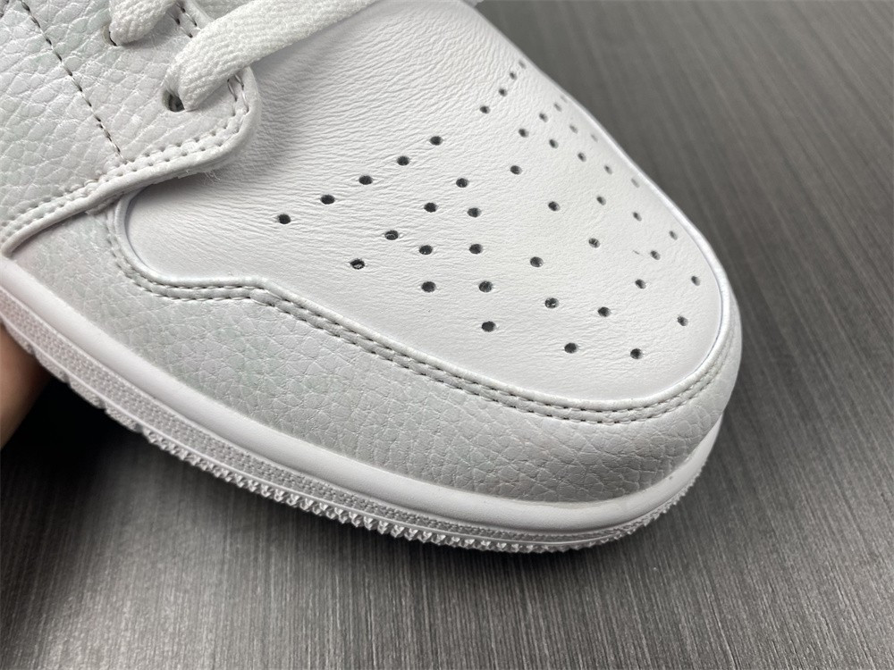 jordan 1 low triple white tumbled leather - 553558-130