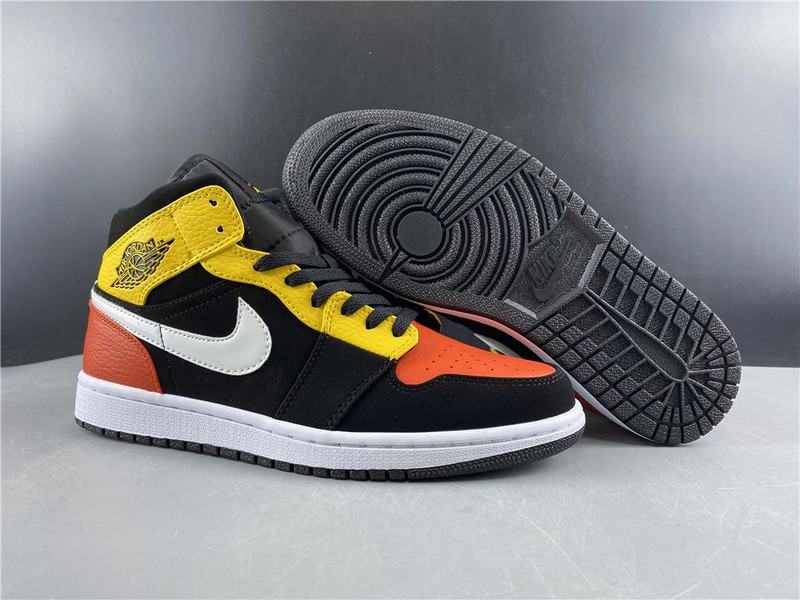 jordan 1 mid black amarillo orange - 852542-087