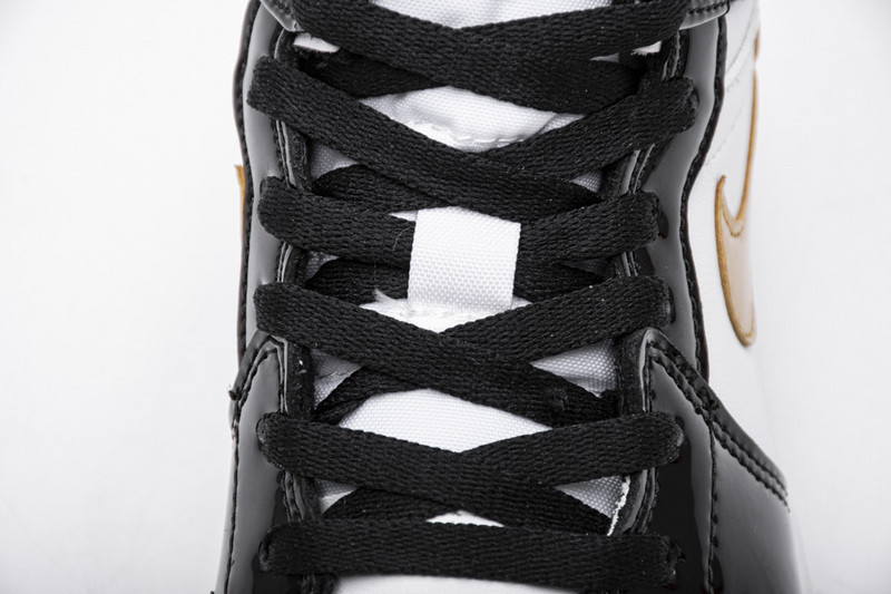 jordan 1 mid patent black white gold 852542-007