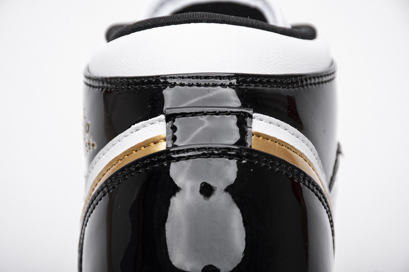 jordan 1 mid patent black white gold 852542-007