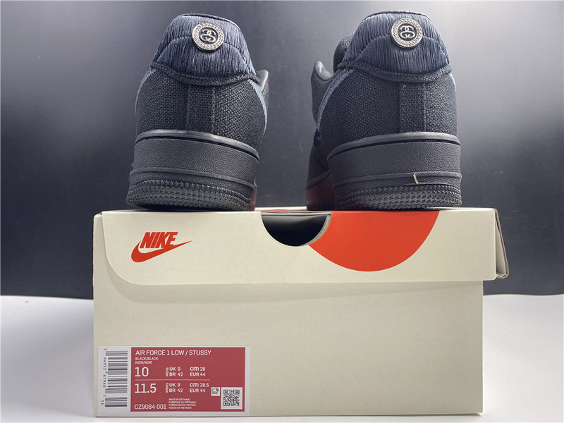 stussy x nike air force 1 low “black” cz9084-001