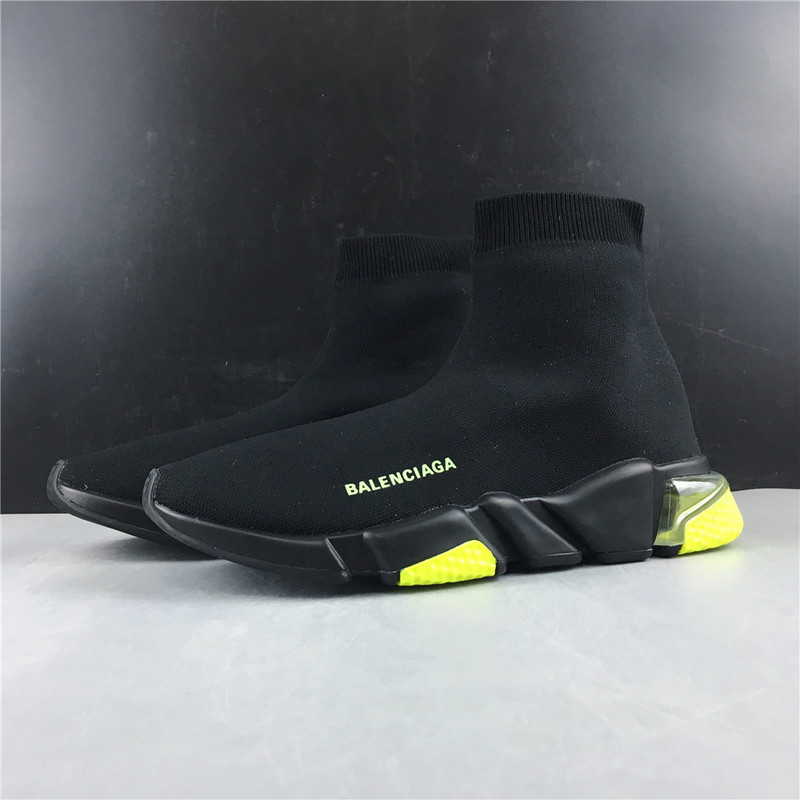 Ba*len*cia*ga speed trainer sneakers with yellow bottom